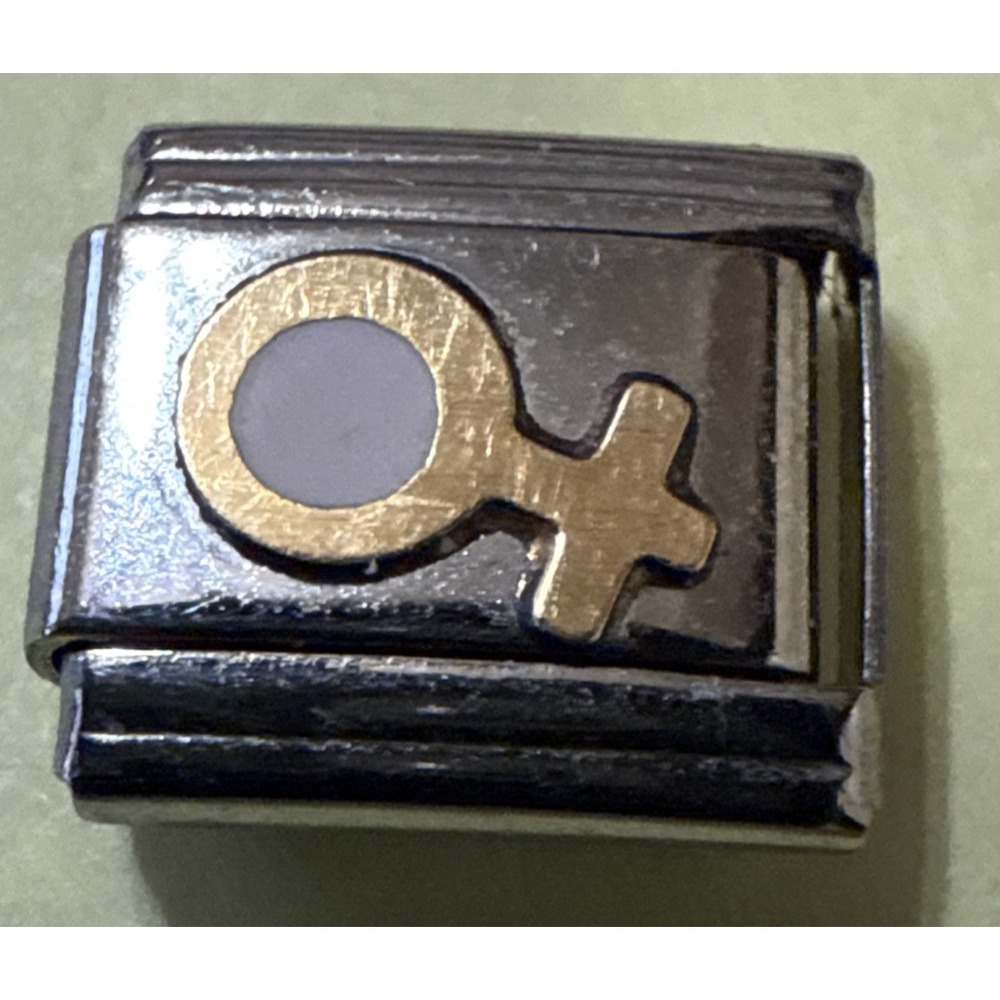 GP - Firenze Italian Charm Unisex 9mm Silver Brand New Venus Symbol Two-Tone